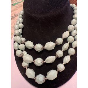Unbranded Pale Green and Silver Necklace— 10.5”
